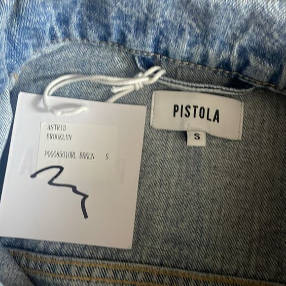 New! Revolve Pistola Astrid Brooklyn Wash Crop Boyfriend Denim Jacket Women's S - Picture 9 of 12
